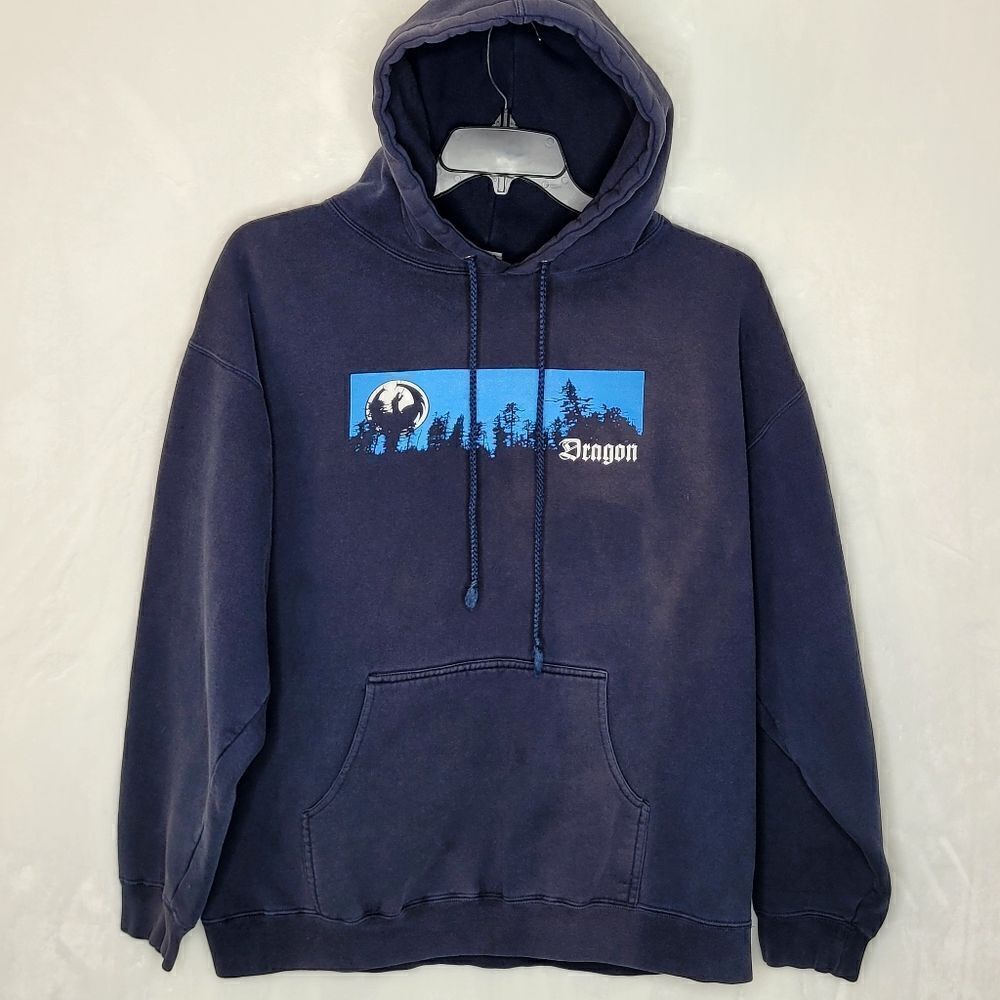 Vintage 90s Dragon Skateboard Hoodie Size Large